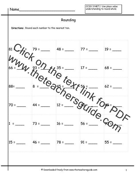 Rounding Whole Numbers Worksheets From The Teacher S Guide