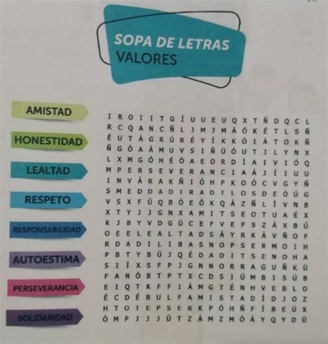 Actividad 1 En la siguiente sopa de letras encontrará 8 valores que