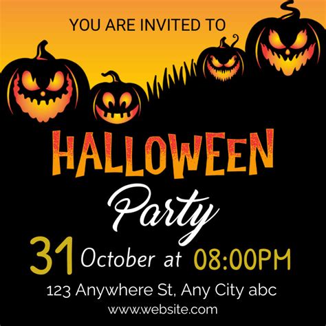 Happy Halloween Party Invitation Cards Template Postermywall