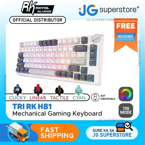 Royal Kludge Rk H Tri Mode Keys Mechanical Gaming Keyboard With Hot Swappable Switches