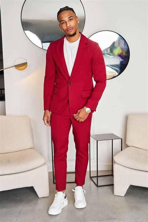 2 Piece Blazer Burgundy Pants Suit Brentiny Paris