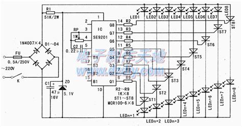 Se9201彩灯控制电路图 电子发烧友网