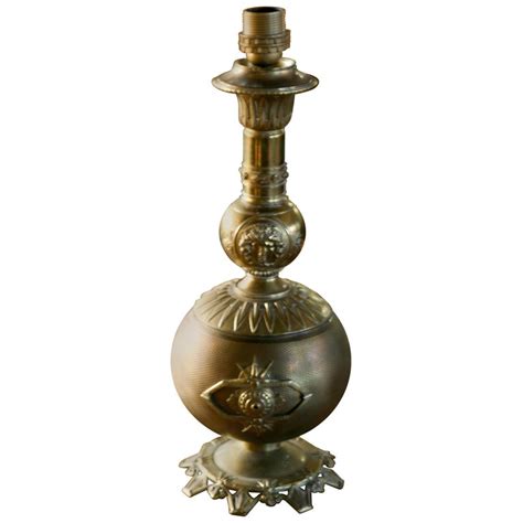 19th Century High Relief Cast Bronze Oil Lamp Converted To Electric Table Lamp For Sale At 1stdibs