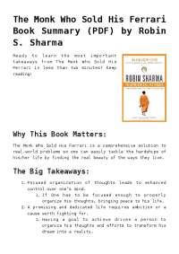 The Monk Who Sold His Ferrari Book Summary Pdf By Assignments