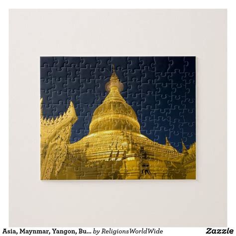 Asia, Maynmar, Yangon, Buddhist temple in Yangon Jigsaw Puzzle | Zazzle ...