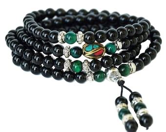 Malachite Smoky Quartz Mala Bracelet Mala Beads Etsy