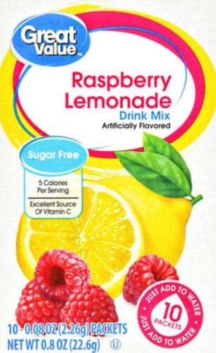 Great Value Raspberry Lemonade Drink Mix 10 Nutrition Information