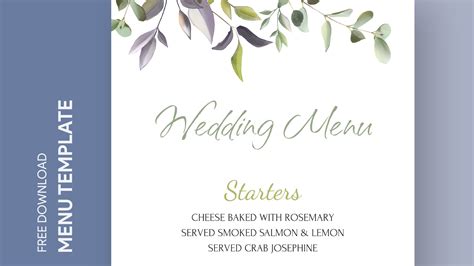 Wedding Menu Card Free Google Docs Template Gdoc Io