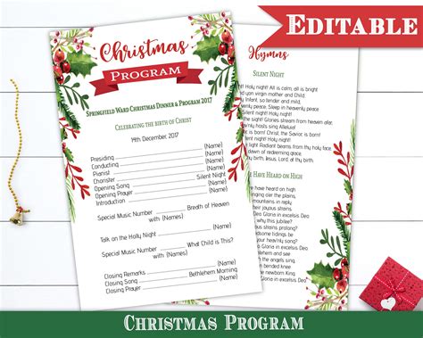 Printable Christmas Program Template