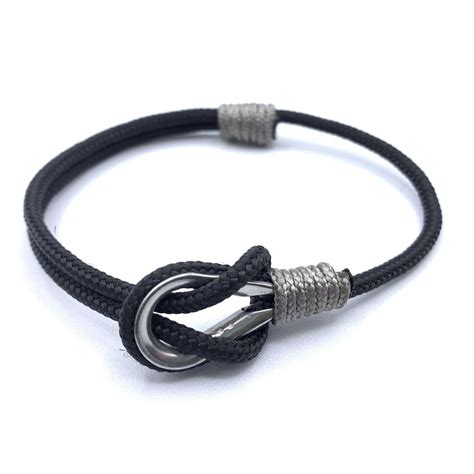 Pulsera De Cuerda NEGRA Y PLATA Tu Tienda Nautica