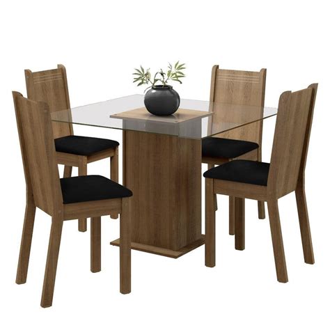 Conjunto Sala De Jantar Maya Mesa Cadeiras Madesa No Shoptime