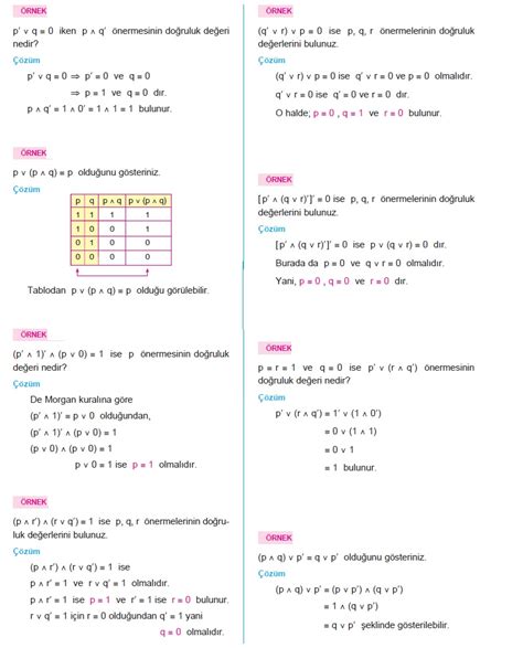 Mantık Konusu Soru çözüm Matematik Kitap Çözümleri Matematik Kalesi