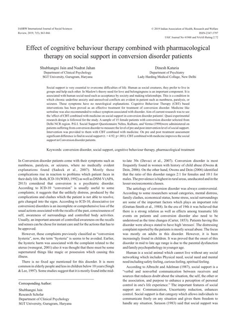 Pdf Effect Of Cognitive Behavior Therapy Combined With Pharmacological Therapy On Social