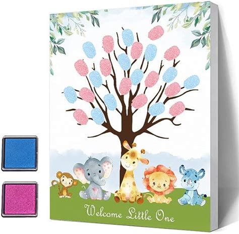 Amazon Azbuk Gender Reveal Fingerprints Tree Guest Book For Baby