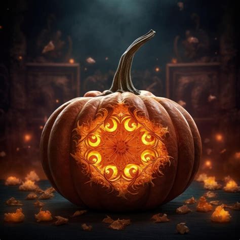 Premium Ai Image Epic Pumpkin Halloween Illustration Generative Ai