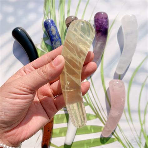 1PC Amethyst Obsidian Crystal Wand Dildo 12 Cm Curved Design For Pleasure Healing Unique