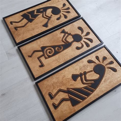 Kokopelli Wood Wall Art Painting Wood Wall Art Vertical Wall Art