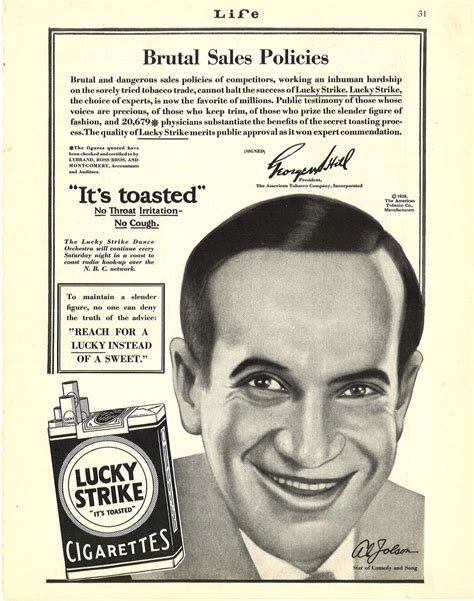 Life Al Jolson For Lucky Strike The Center For The Study Of