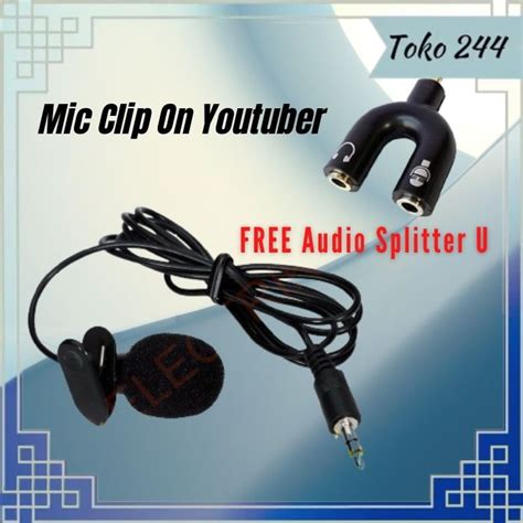 Jual Mic Clip On Youtuber Mic Clip On Plus Splitter U Mic Eksternal