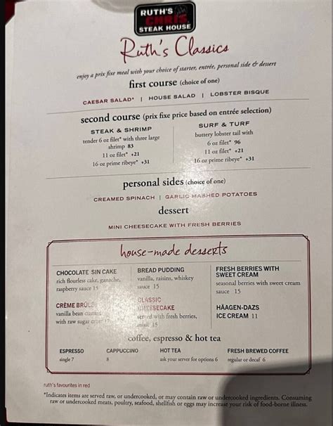 Ruths Chris Steakhouse Menu Canada And Latest Prices 2023