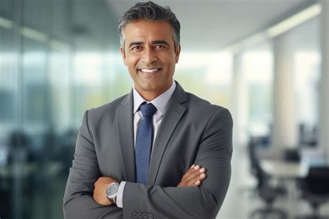 Premium Photo Indian Businessman Standing Confidently At Office