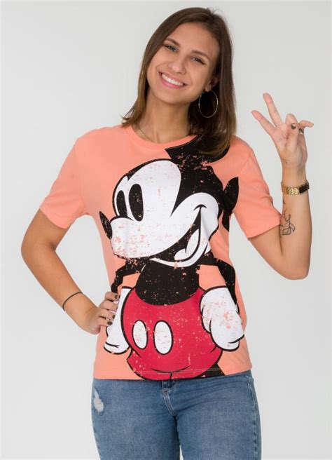 T Shirt Feminina Estampa Laranja Disney By Cativa