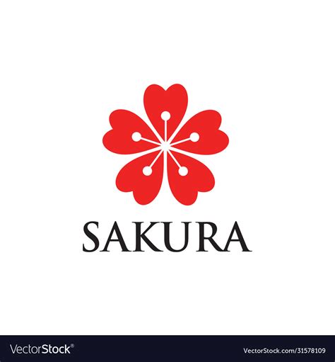 Sakura Flower Icon Logo Design Template Royalty Free Vector