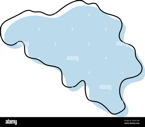 Stylized Simple Outline Map Of Belgium Icon Blue Sketch Map Of Belgium