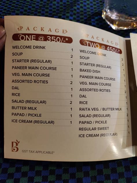 Menu At Bagh One Banquets And Restaurant Ahmedabad