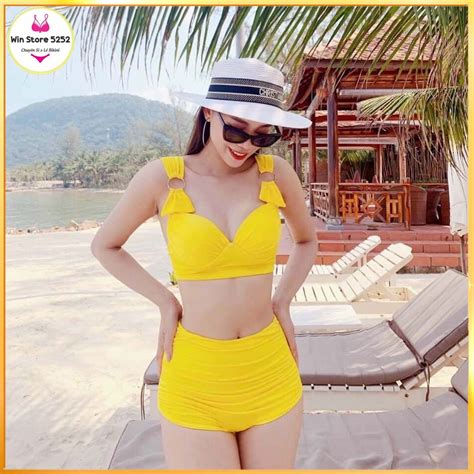 Bikini Đồ Bơi Đi Biển Hai Mảnh Gọng Khoen Tròn Mới Cạp Cao HM 006 Shopee Việt Nam