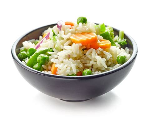 Bowl of Boiled Rice with Vegetables Stock Image - Image of orange, cook ...