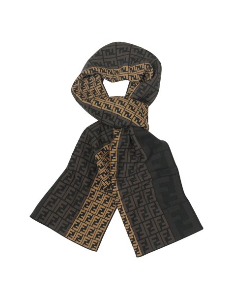 Fendi Zucca Logo Wool Scarf In Brown For Men Lyst