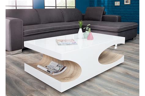 Table basse laquée blanc et bois emberizaone fr