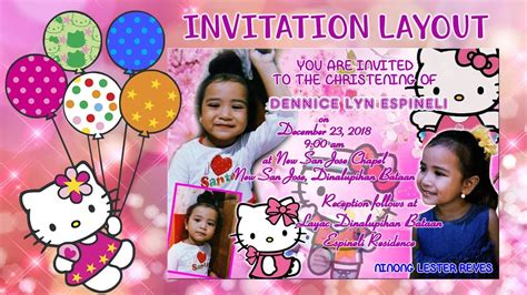 Christening Invitation Hello Kitty Design Psd Download Below Youtube