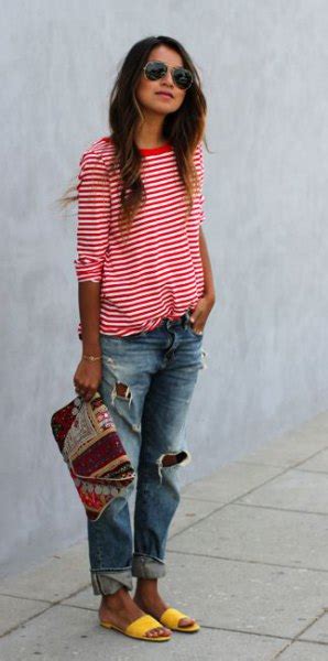 How To Style Red And White Striped Shirt Outfit Ideas