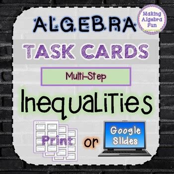 Algebra Set 24 Task Cards Solving Linear Inequalities Multi Step