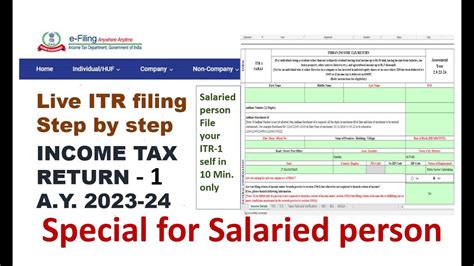 File Itr 1 Salaried Person File Their Itrfile Income Tax Return 1 For Ay 2023 24 Youtube