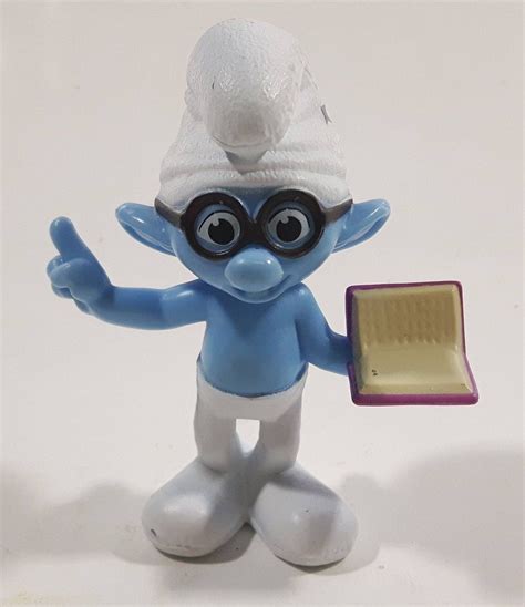 Peyo Brainy Smurf Lecturing While Holding A Book Pvc Toy Figure