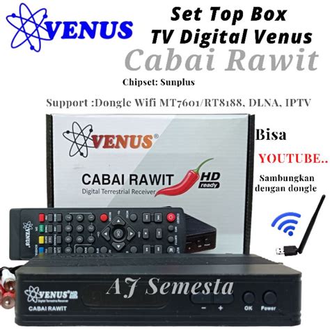 Jual Set Top Box Tv Digital Dvb T2 Venus Cabai Rawit Bisa YOUTUBE