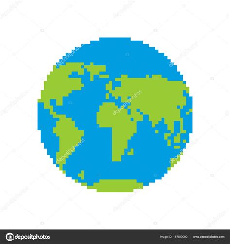 Earth Pixel Art Pixelated Planet Vector Illustration Stock Vector