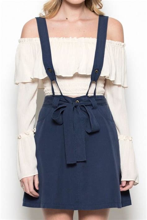 Suspender Mini Skirt Mini Skirts Skirts Navy Skirt