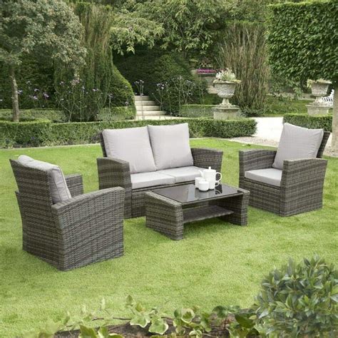 Gsd Rattan Garden Furniture 4 Piece Patio Set Table Chairs Grey