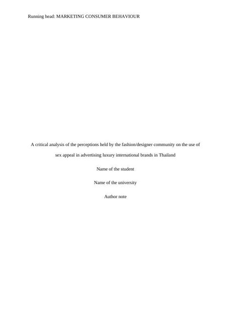 Perceptions Of Thai Fashion Industry On Sex Appeal In Advertising Luxury Brands
