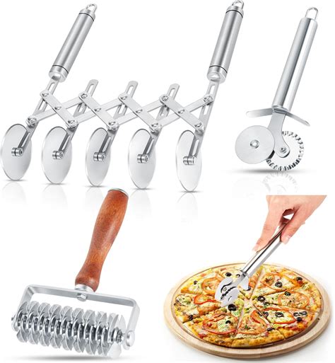 Amazon Gisafai 3 Pcs Pastry Cutter Set 5 Wheel Adjustable Pizza