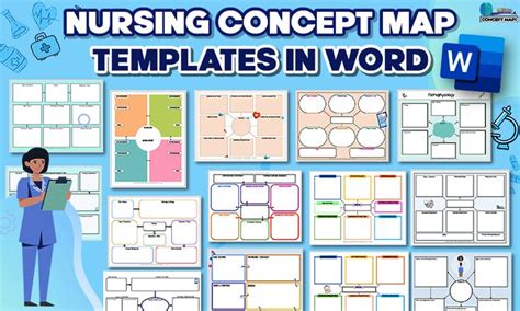 Nursing Concept Map Templates In Word With Nurse Holding Clipboard And