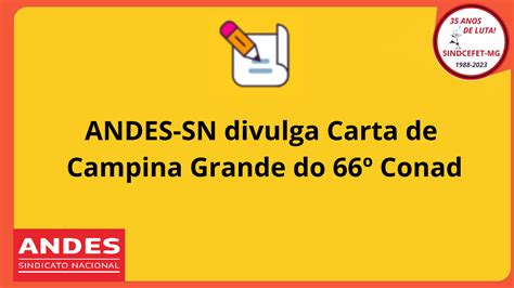 ANDES SN divulga Carta de Campina Grande do 66º Conad SINDCEFET MG