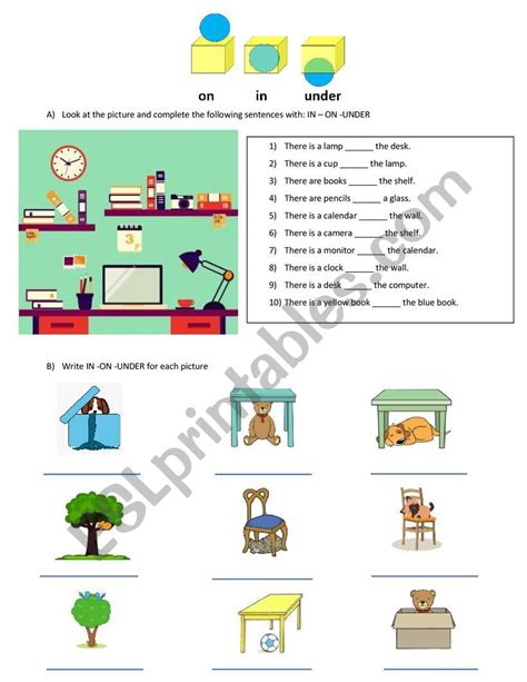 In On Under Esl Worksheet By Demetermar