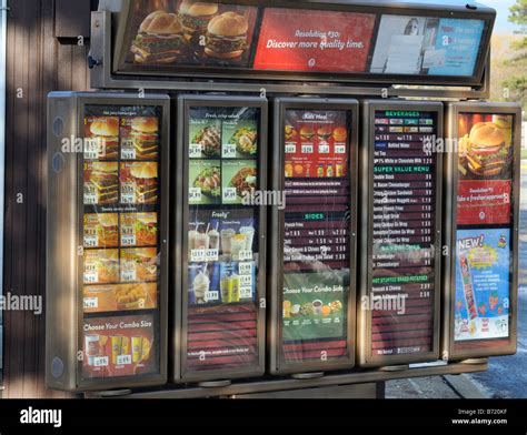 Drive Through Menu Board At Wendys Fast Food Restaurant Usa Stock