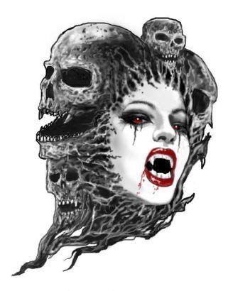 Pin Vampire Girl Face And Skulls Tattoo Picture To Pinterest Vampire