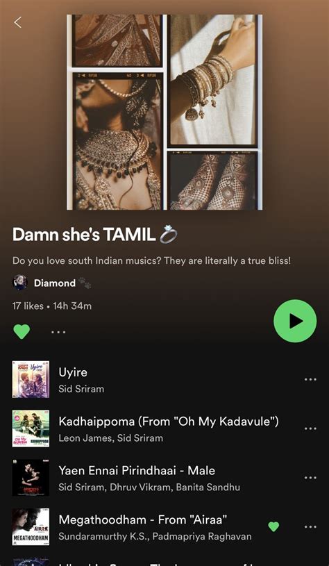 Spotify Playlist Damn Shes Tamil💍 Diamond🐾 In 2024 Spotify Playlist